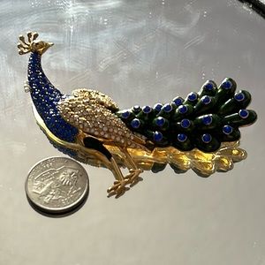 Crystal peacock brooch pin